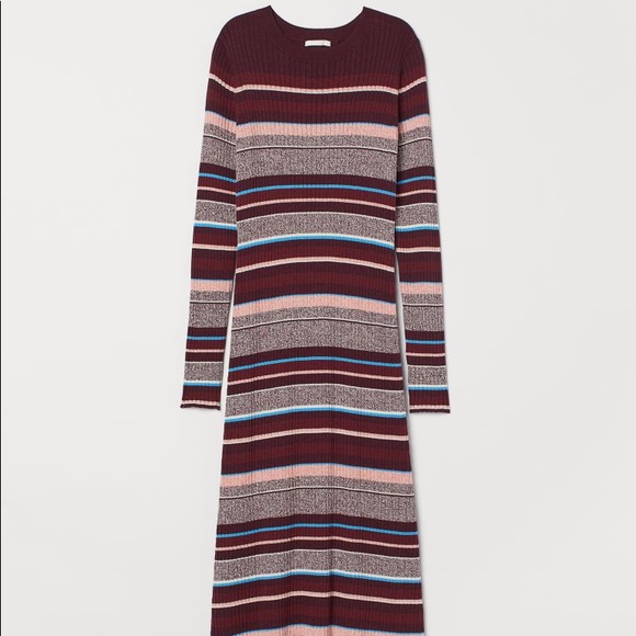 Ribbed coloured maxi tight dress with long sleeves from H&M - Picture 1 of 8